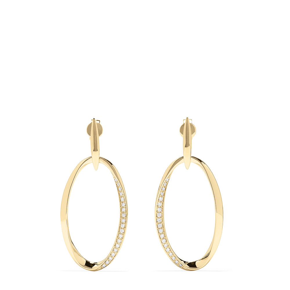 Effy D'Oro 14K Yellow Gold Diamond Accented Oval Earrings, 0.23 TCW