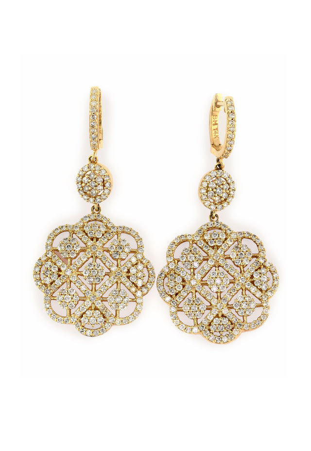 14K Yellow Gold Diamond Earrings, 2.14 TCW