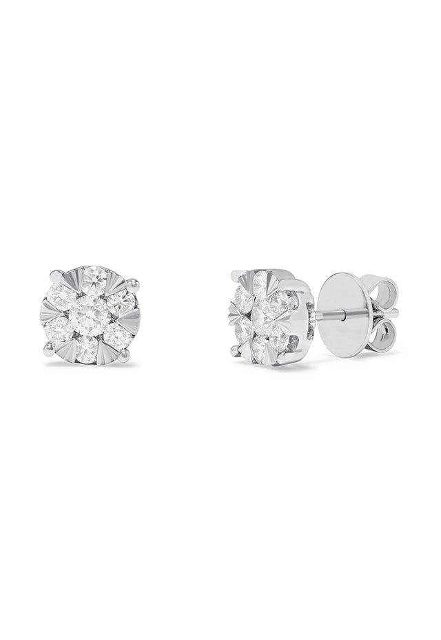 Effy Bouquet 14K White Gold Diamond Cluster Stud Earrings, 1.14 TCW