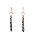 Elevate your style with these 14K Gold Black, Espresso & White Diamond Tassel Drop Earrings (1.51 TCW), featuring dangling segments and sparkling diamonds in geometric patterns for a sophisticated look.