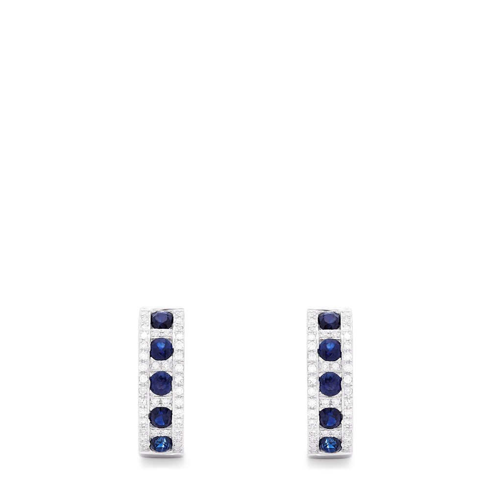 Effy Royale Bleu 14K White Gold Sapphire & Diamond Hoop Earrings, 1.03 TCW