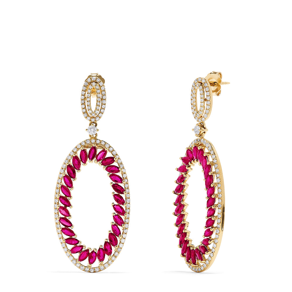 Effy Ruby Royale14K Yellow Gold Ruby and Diamond Earrings, 5.42 TCW