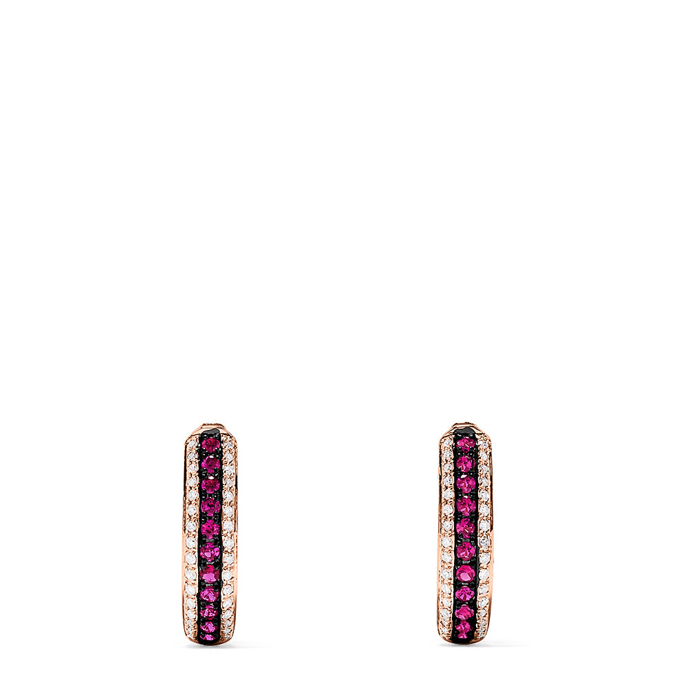 Effy Ruby Royale 14K Rose Gold Ruby and Diamond Hoop Earrings, 0.55 TCW