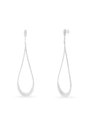 Pave Classica 14K white gold diamond statement drop earrings, 1.63 TCW, featuring an elegant teardrop shape and delicate open design, displayed on a white background.