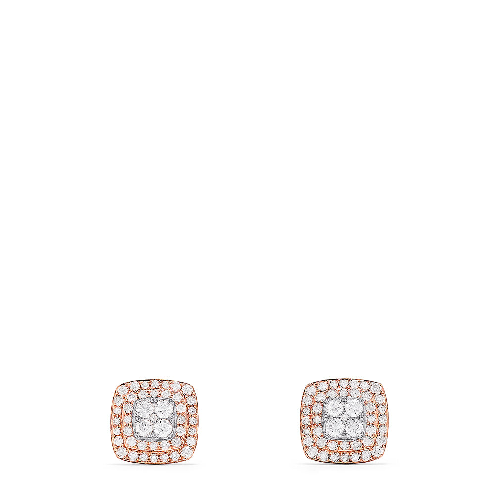 Effy 14K Rose and White Gold Diamond Stud Earrings, 0.85 TCW