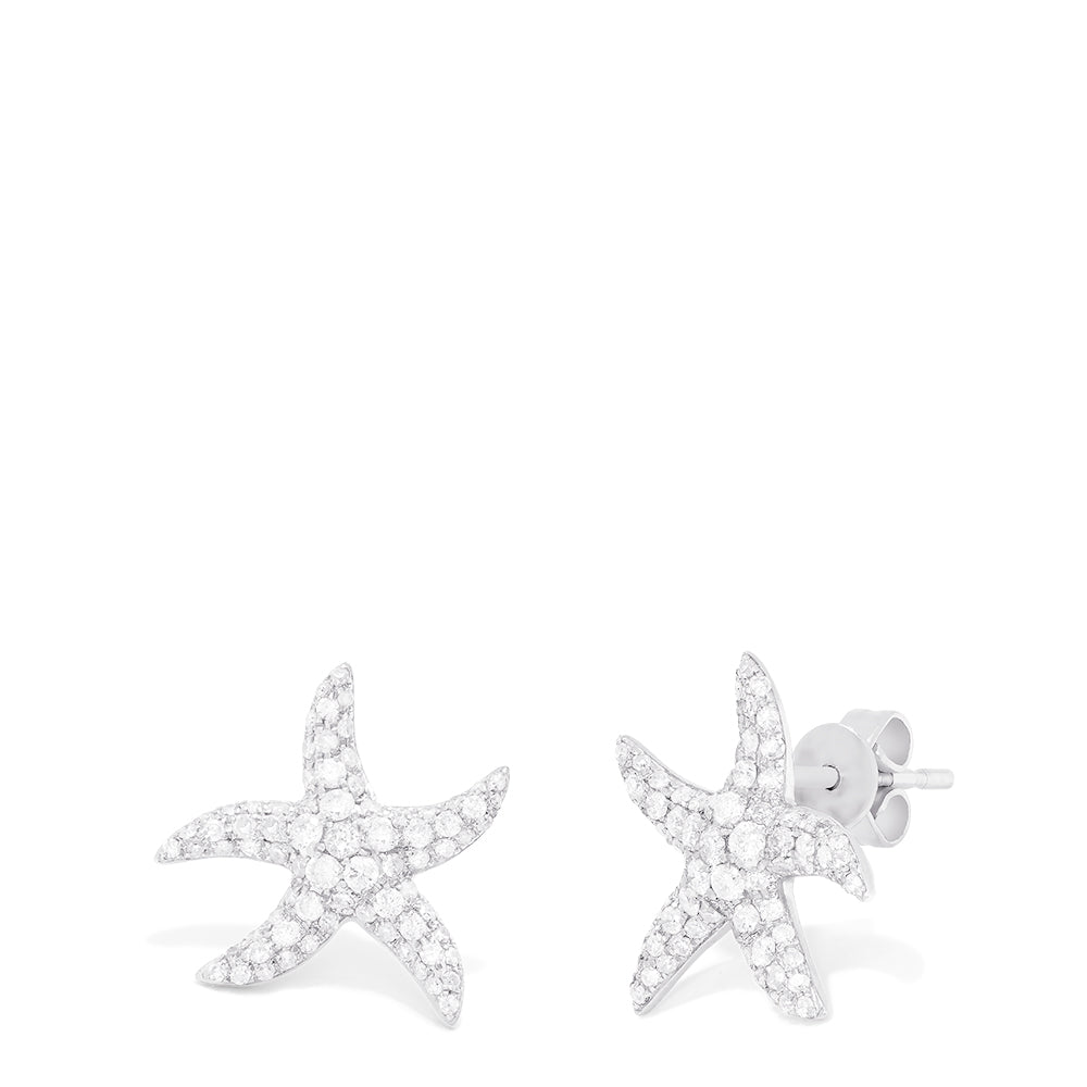 Pave Classica 14K White Gold Diamond Starfish Earrings, 0.78 TCW ...