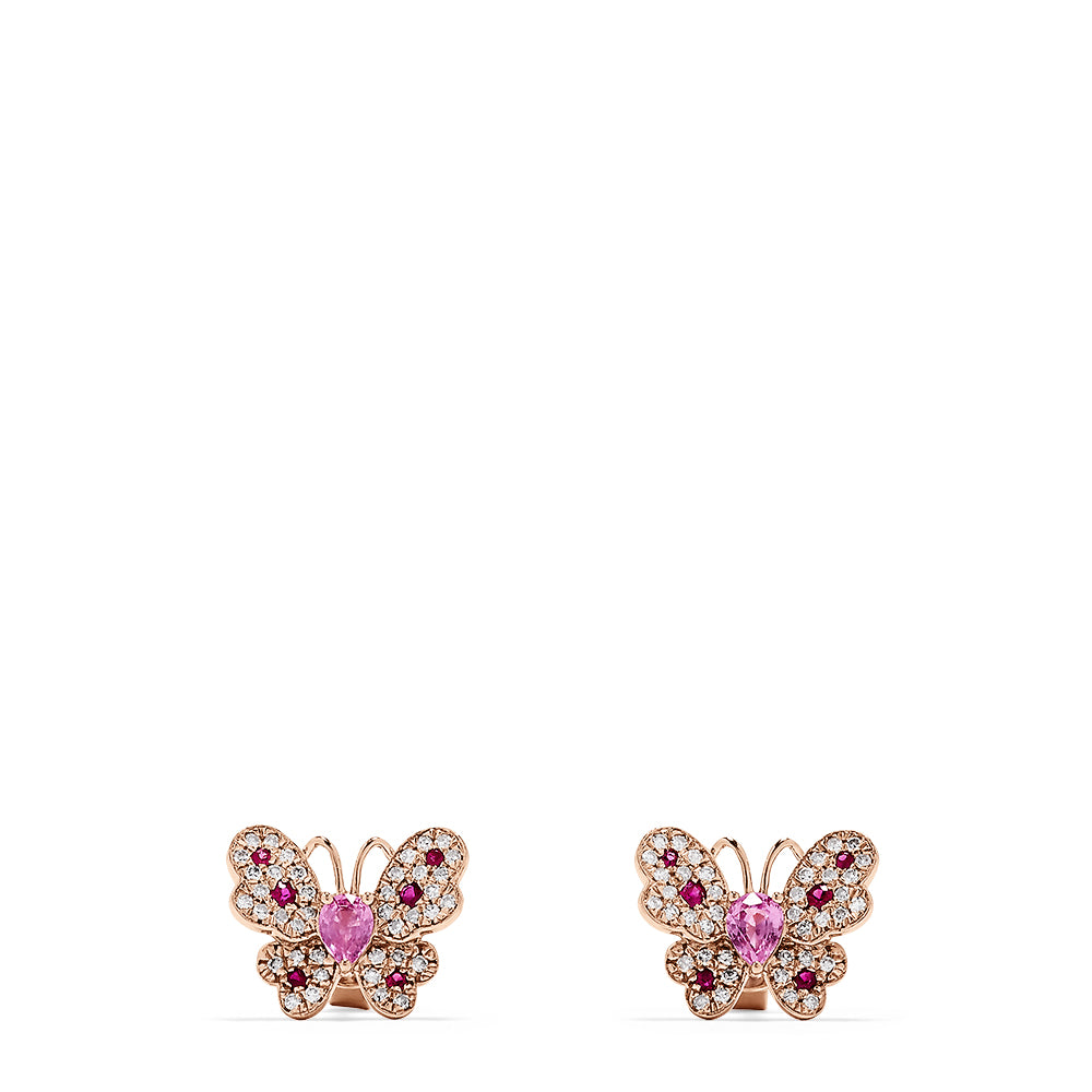 Effy Nature 14K Gold Ruby, Sapphire and Diamond Butterfly Studs, 0.84 TCW