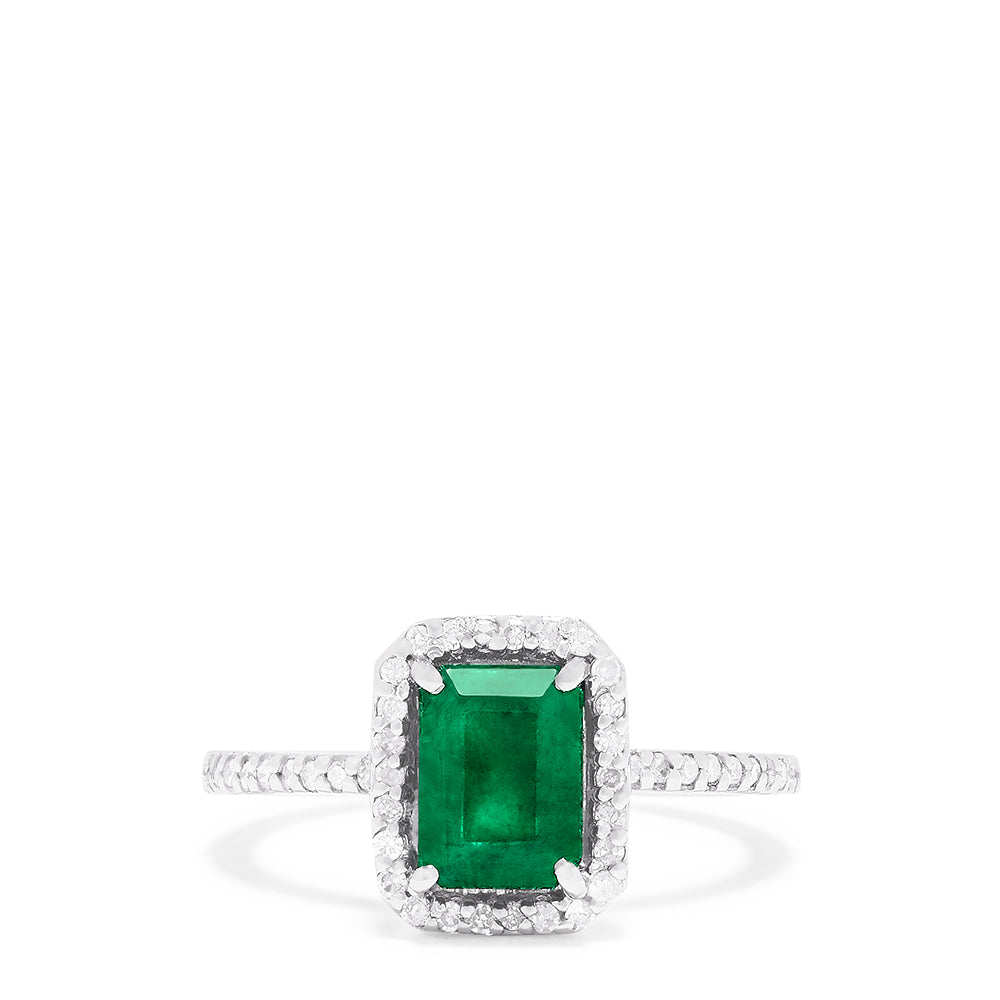 Effy 14K White Gold Emerald and Diamond Ring, 1.65 TCW