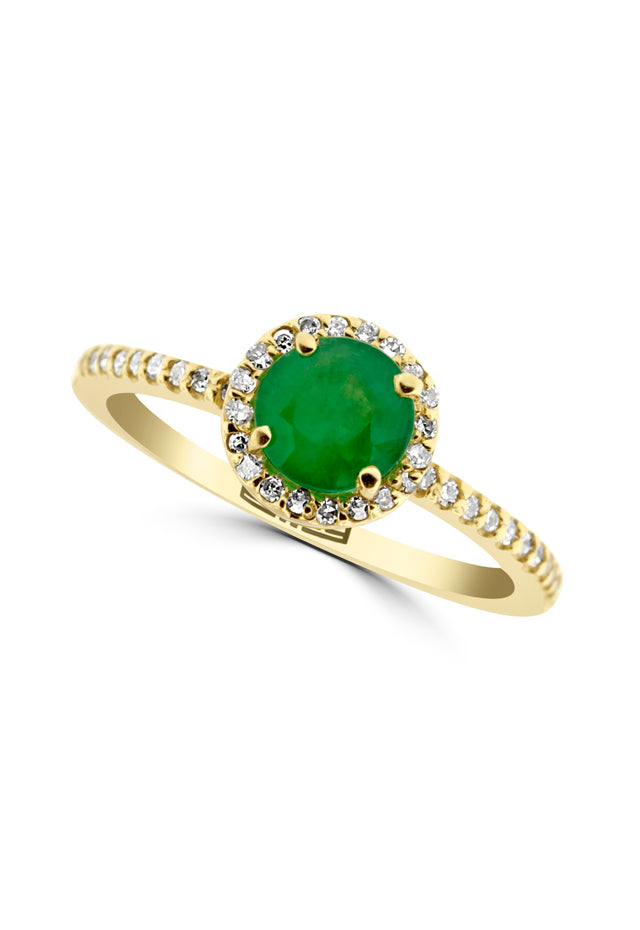 Effy 14K Yellow Gold Emerald and Diamond Ring, 1.03 TCW