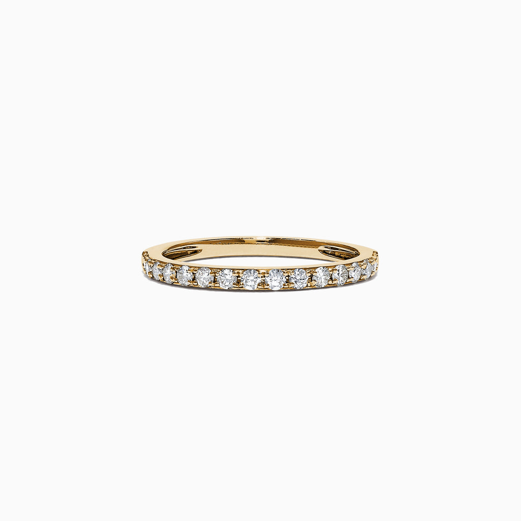 The DOro 14K Yellow Gold Diamond Band, 0.34 TCW, showcases a row of round white diamonds set along the top half in polished 14K yellow gold, displayed against a plain white background.