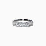 The Pave Classica 14K White Gold Three Row Pave Diamond Band, 0.84 TCW, features multiple rows of sparkling diamonds set in sleek white gold and is displayed against a plain white background.
