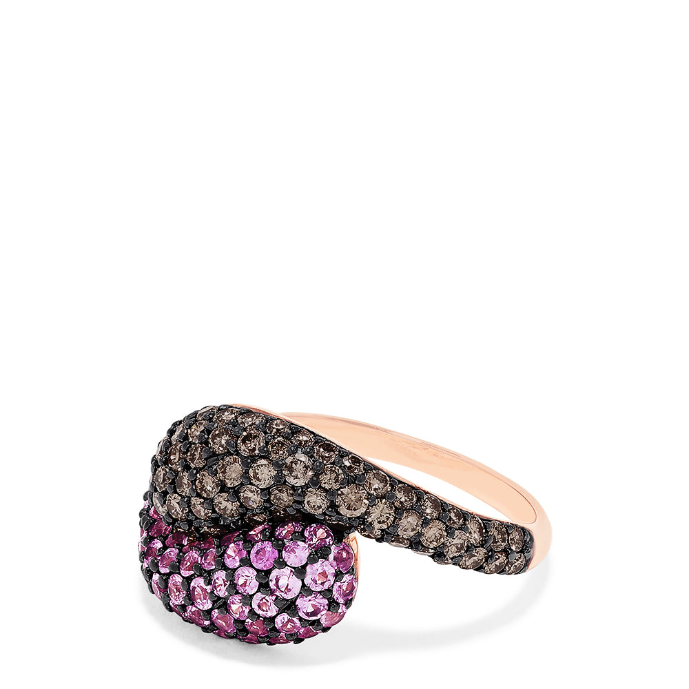 Effy 14K Rose Gold Espressp Diamond and Pink Sapphire Ring, 2.24 TCW