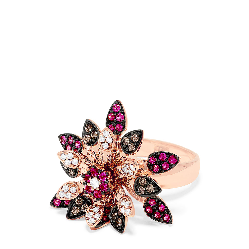 Effy 14K Rose Gold Pink Sapphire and Diamond Moving Petals Ring, 1.66 TCW