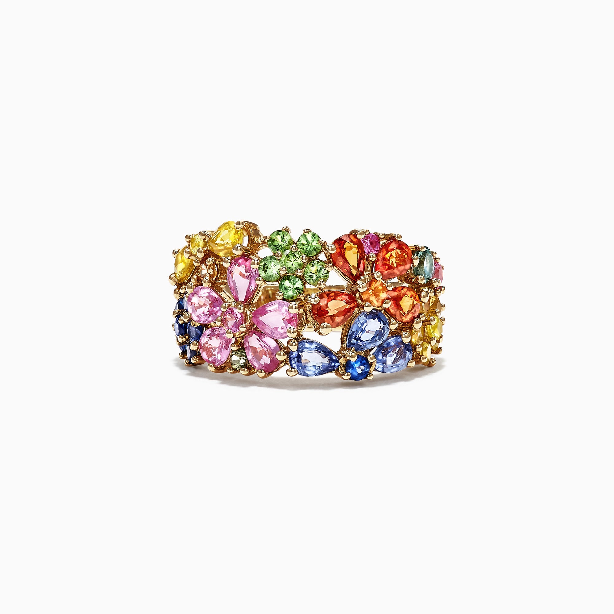 Effy Watercolors 14K Yellow Gold Multi Sapphire Floral Ring, 4.75 TCW
