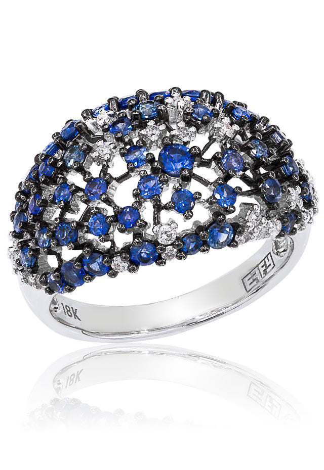 18K White Gold Sapphire & Diamond Ring, 1.52 TCW