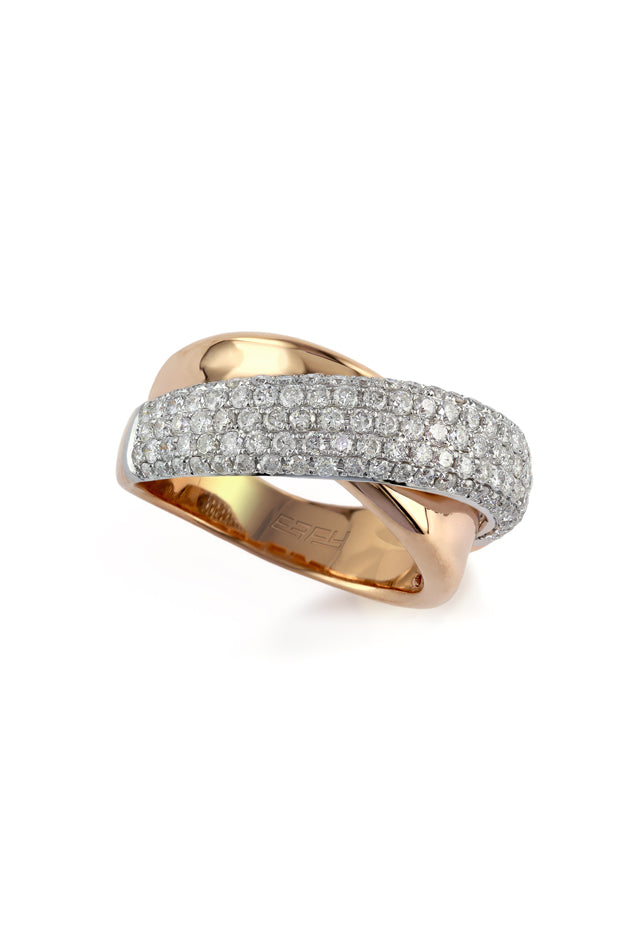 Effy 14K White and Rose Gold Diamond Ring, 1.17 TCW