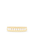A modern, elegant Mens 14K Yellow Gold Diamond Ring featuring a row of nine round white diamonds (0.49 TCW) channel set across the front, with a smooth polished finish—timeless style by Effy.