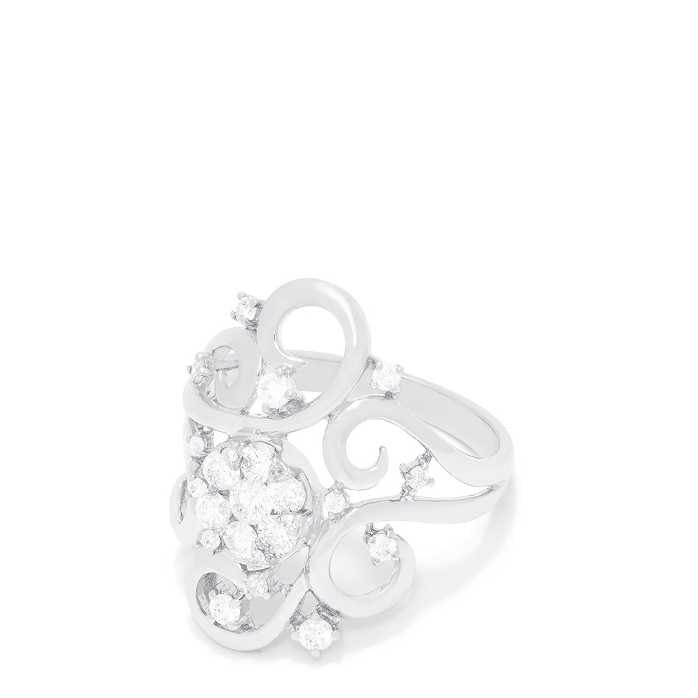 Effy Bouquet 14K White Gold Diamond Filigree Ring, 0.70 TCW