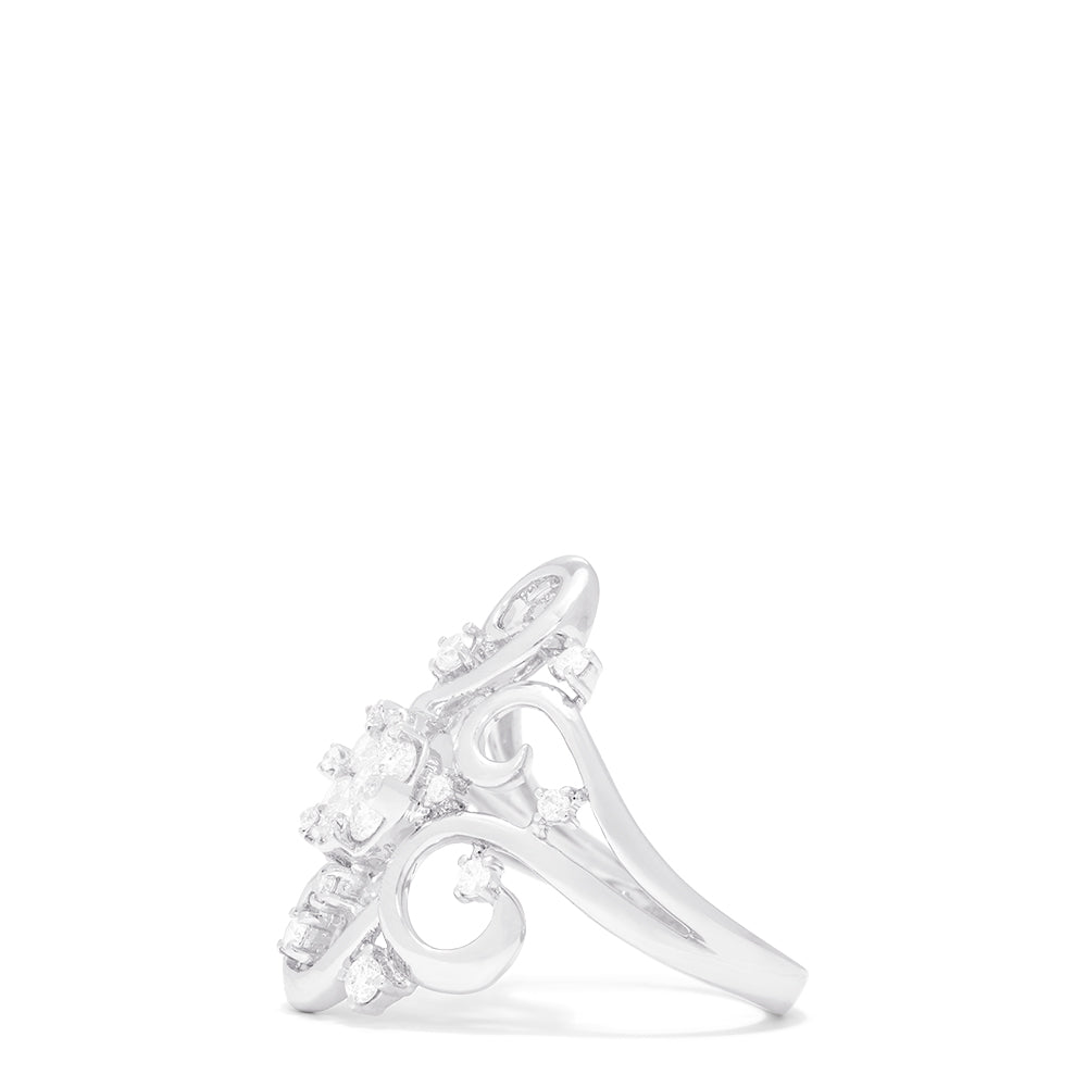 Effy Bouquet 14K White Gold Diamond Filigree Ring, 0.70 TCW