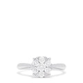 The Bouquet 14K White Gold Diamond Engagement Ring, 0.57 TCW, features a round cluster of diamonds in a floral-inspired setting on a polished band.