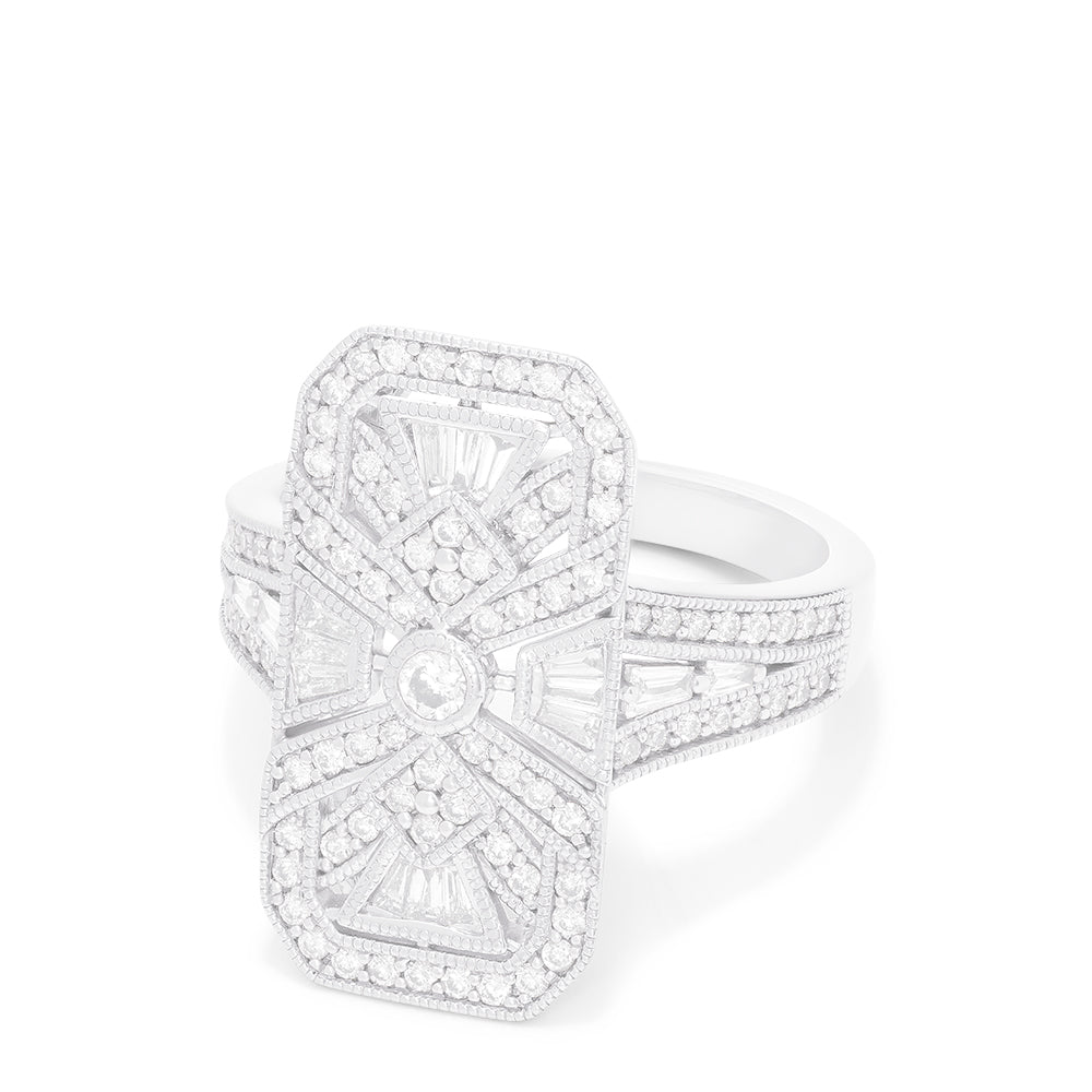 Effy Art Deco 14K White Gold Diamond Ring, 0.73 TCW