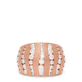 The Pave Rose 14K Rose Gold Diamond Ring, 1.68 TCW, showcases vertical wavy rows of round white diamonds set across a wide 14K rose gold band.