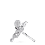 The Seaside 14K White Gold Diamond Octopus Ring, 1.33 TCW, features an octopus design with diamond accents and black gemstone eyes, elegantly displayed on a plain white background.