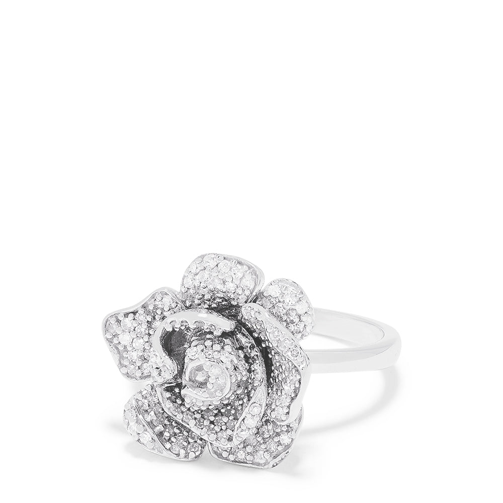 Effy 14K White Gold Diamond Rose Ring, 0.64 TCW