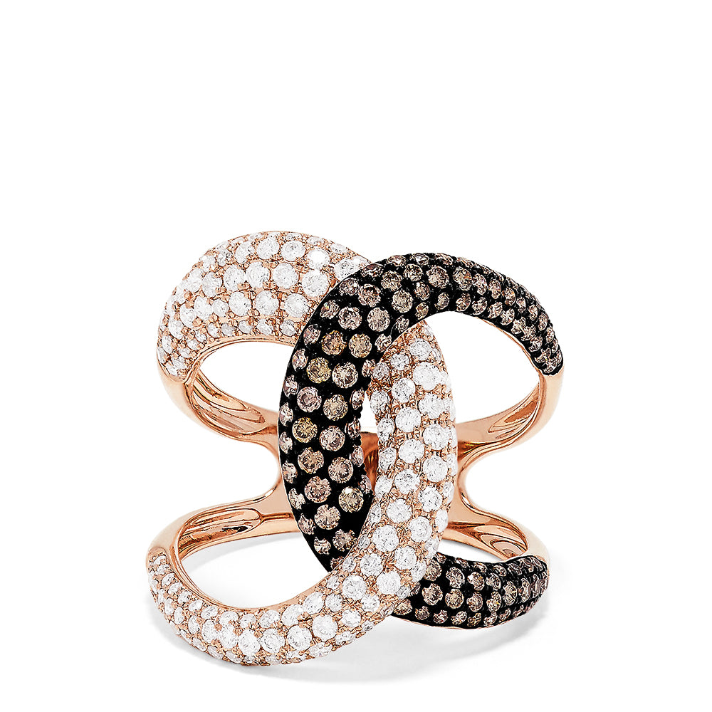 Effy 14K Rose Gold Espresso and White Diamond Fashion Ring, 1.54 TCW