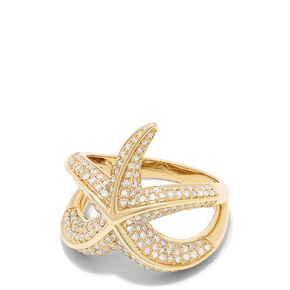 Effy D'Oro 14K Yellow Gold Diamond Starfish Ring, 0.90 TCW