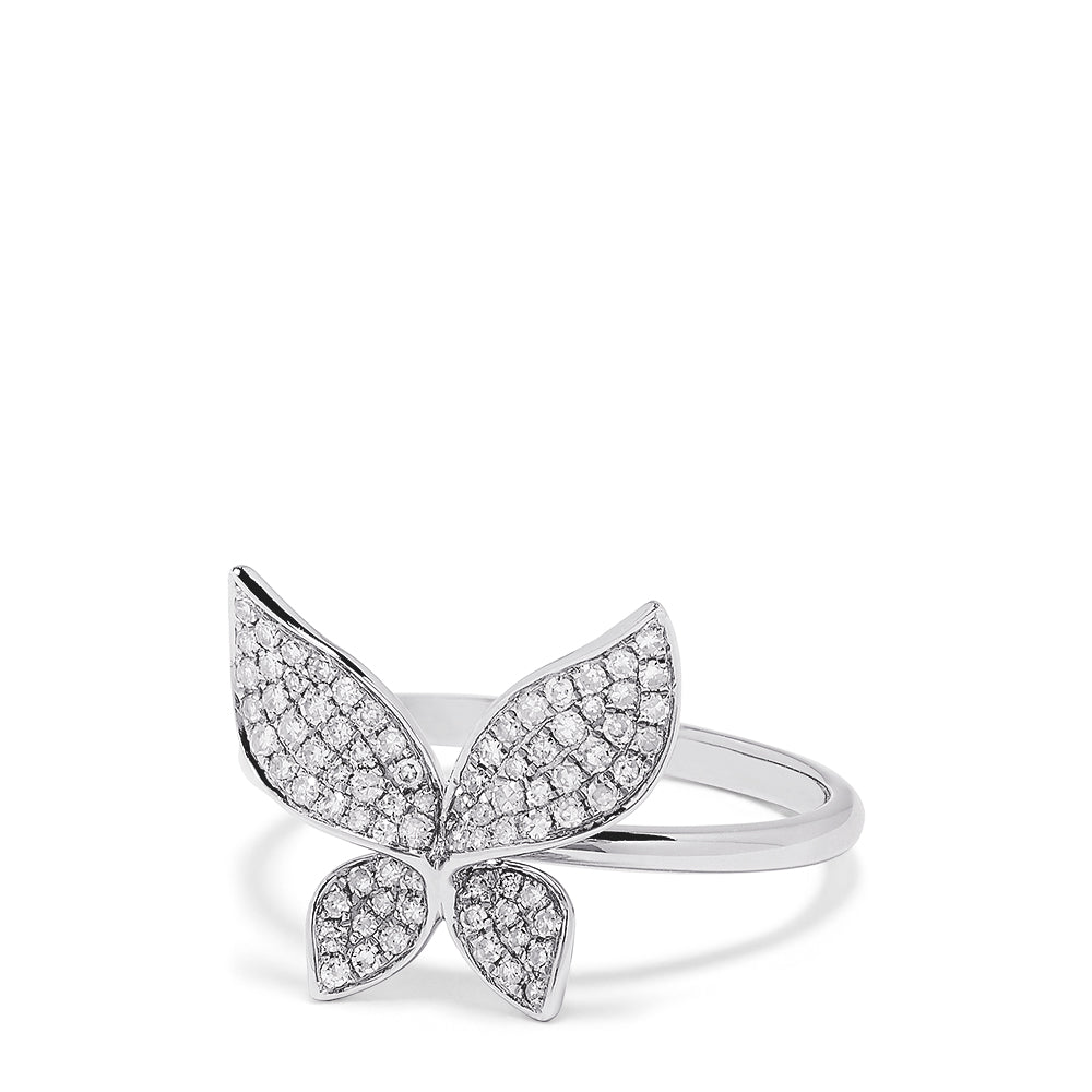 Effy Novelty 14K White Gold Diamond Pave Butterfly Ring, 0.30 TCW