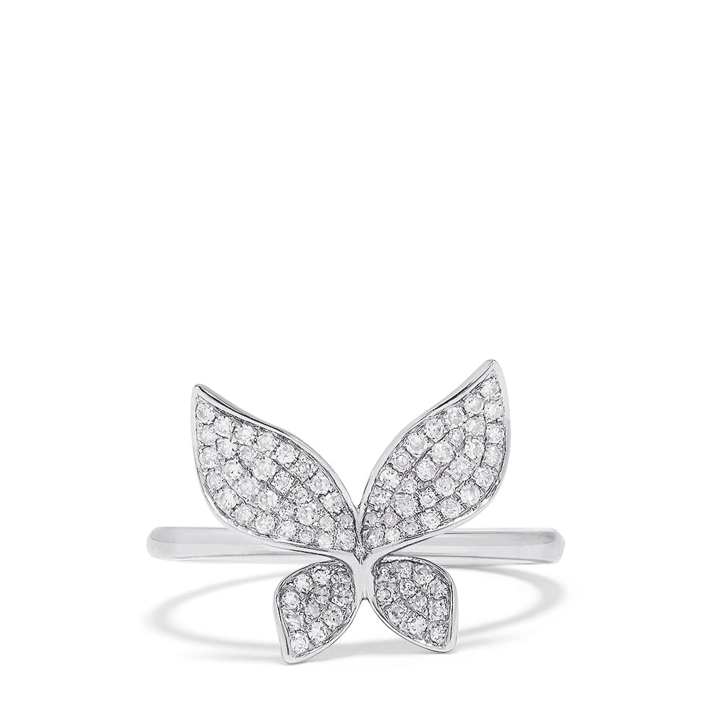 Effy Novelty 14K White Gold Diamond Pave Butterfly Ring, 0.30 TCW