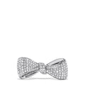 A dazzling Novelty 14K White Gold Diamond Bow Ring, 0.35 TCW, is beautifully showcased against a white background.