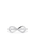 The Novelty 14K White Gold Diamond Infinity Ring, 0.06 TCW, features an elegant infinity symbol with sparkling diamonds and is displayed on a plain white background. An exquisite piece from the Effy Novelty collection.