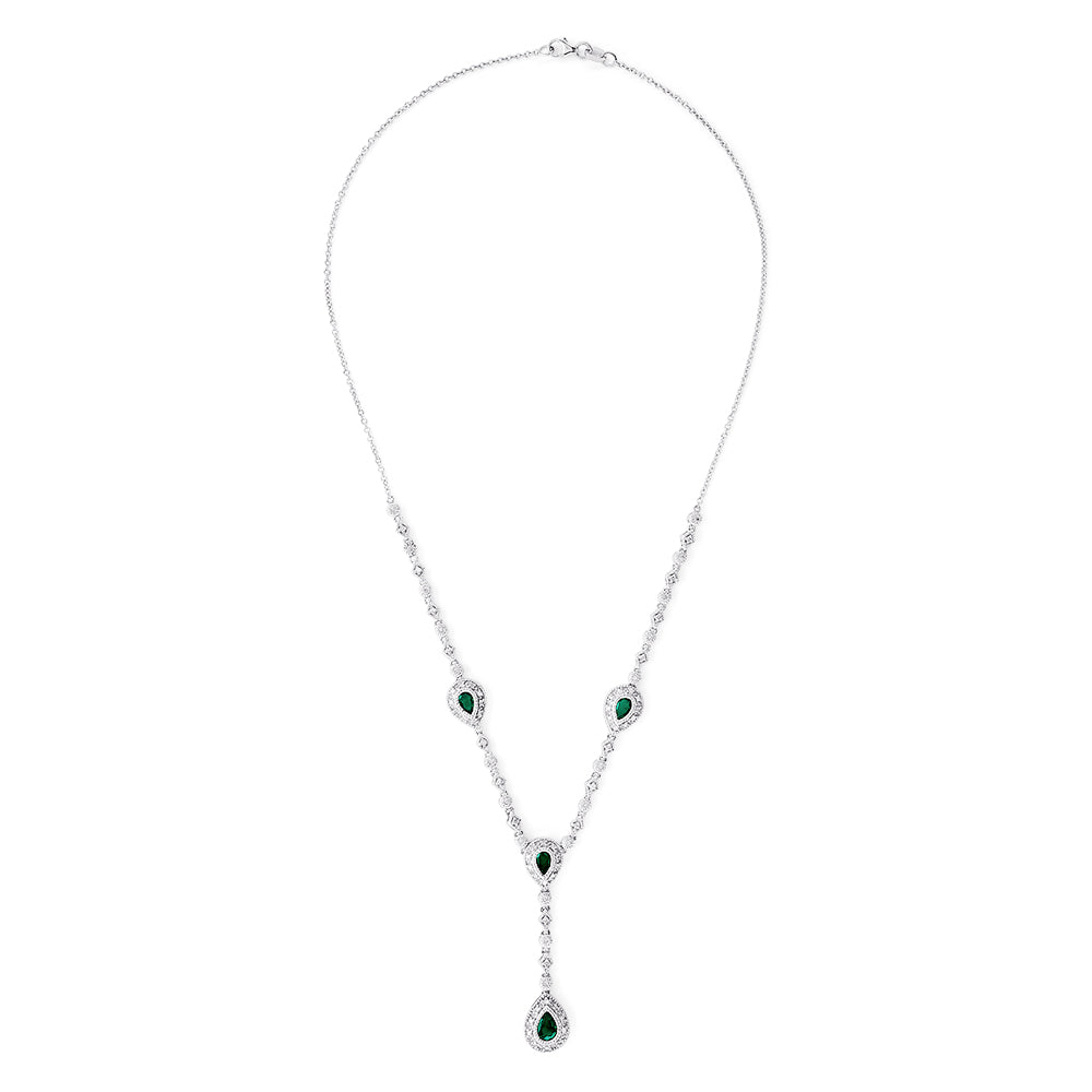 Effy 14K White Gold Emerald and Diamond Necklace, 2.30 TCW