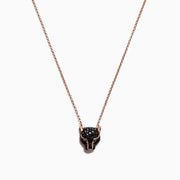 The Signature 14K Rose Gold Black Diamond & Emerald Necklace, 0.61 TCW, features a panther’s head pendant with black diamonds and emeralds—an elegant and striking piece for any jewelry collection.