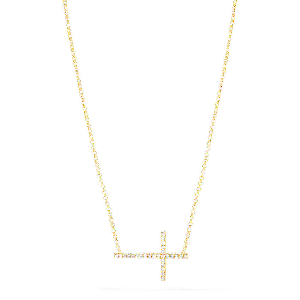 Effy Novelty 14K Yellow Gold Diamond Cross Necklace, 0.09 TCW