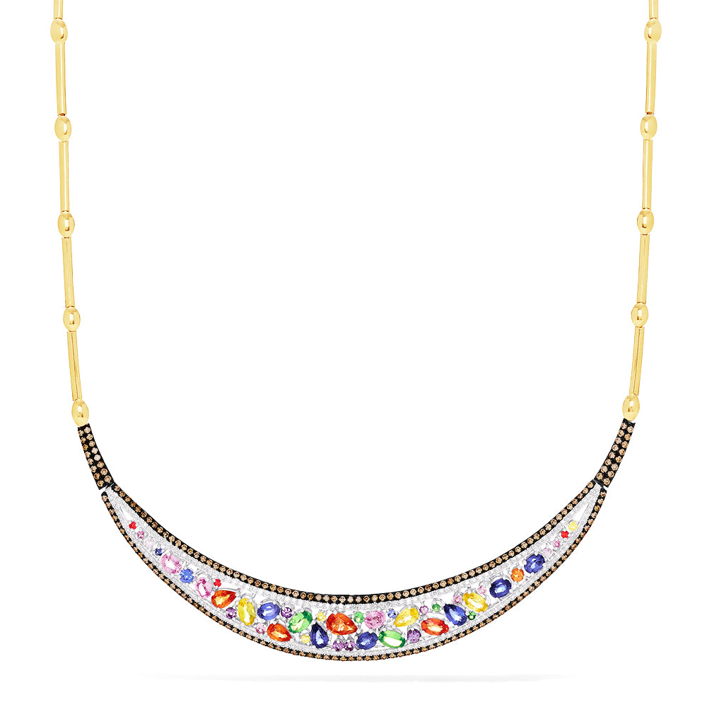 Effy Watercolors 14K 2-Tone Gold Sapphire and Diamond Necklace, 7.73 TCW