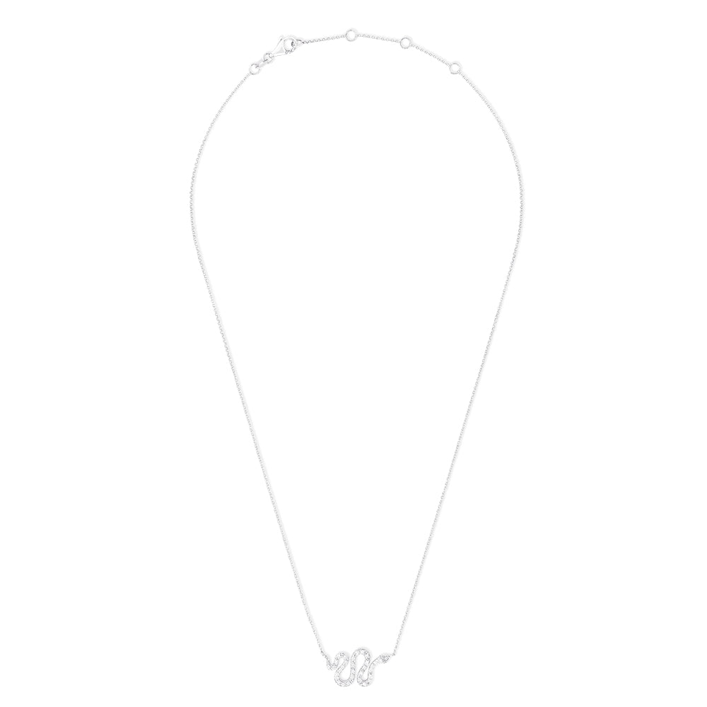 Effy Novelty 14K White Gold Diamond Snake Necklace, 0.12 TCW