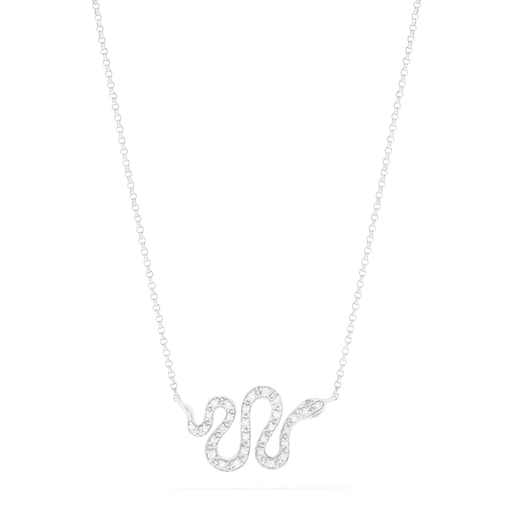 Effy Novelty 14K White Gold Diamond Snake Necklace, 0.12 TCW