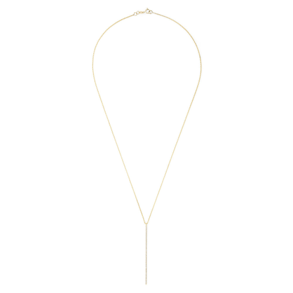 The DOro 14K Yellow Gold Diamond Vertical Pendant features a sleek design with 0.14 TCW of sparkling diamonds hanging from an elegant gold chain.