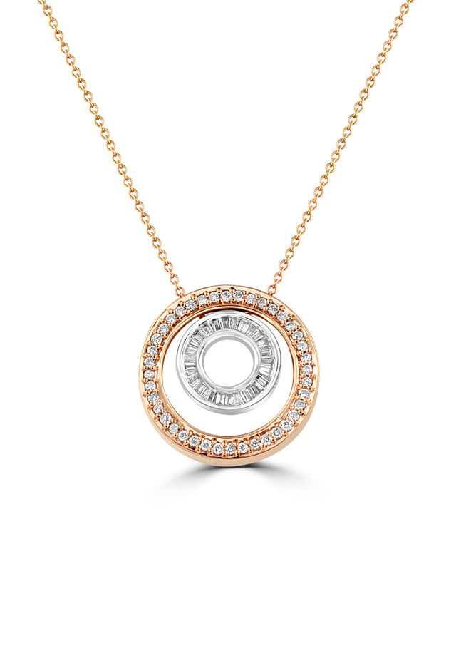 Effy 14K White and Rose Gold Diamond Circles Pendant, 0.50 TCW
