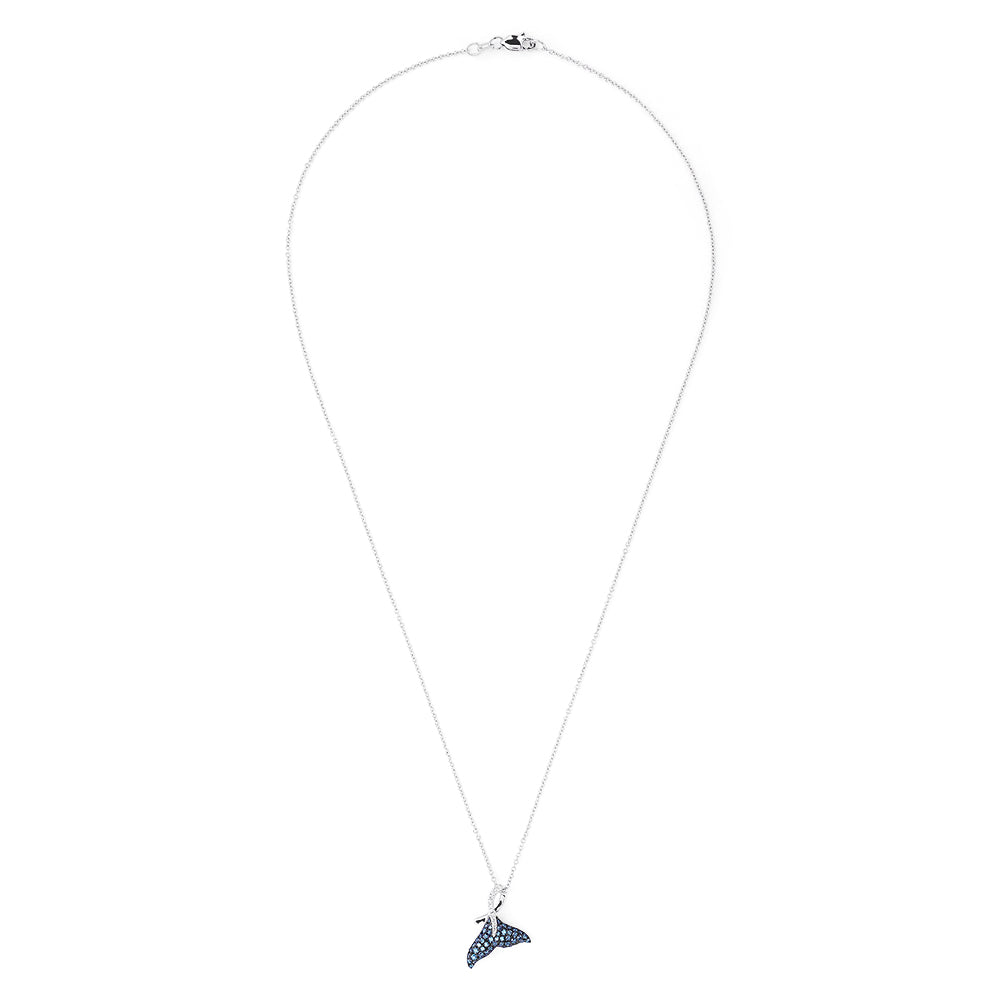 Effy Novelty 14K Gold Blue & White Diamond Whale Tail Pendant, 0.50 TCW