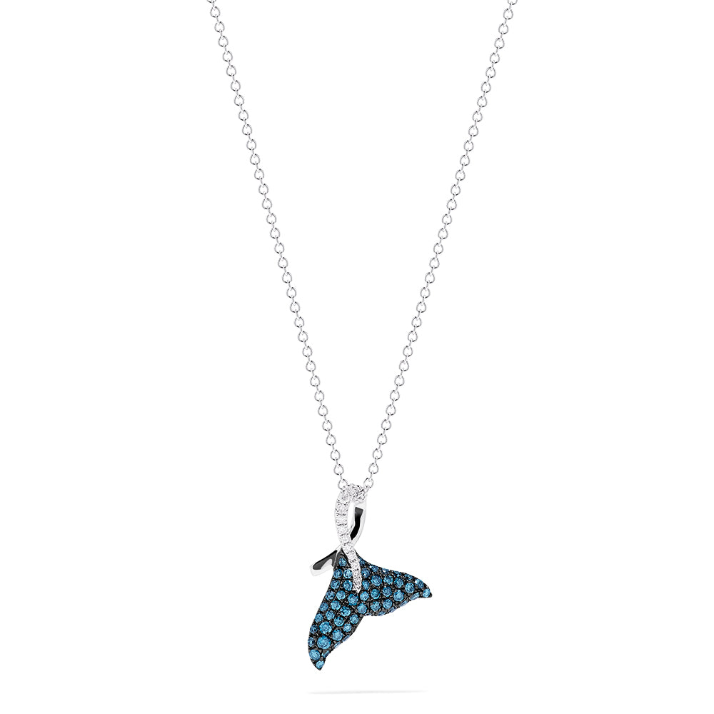 Effy Novelty 14K Gold Blue & White Diamond Whale Tail Pendant, 0.50 TCW