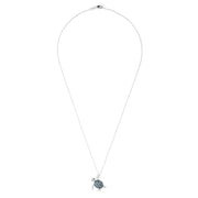 The Novelty 14K Gold Blue & White Diamond Turtle Pendant (0.70 TCW) features a sea turtle accented with sparkling blue and white diamonds on its shell, flippers, and head, set in luxurious 14K gold.