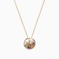 The Watercolors 14K Gold Sapphire & Diamond Starfish Pendant (0.53 TCW) features a round gold pendant with a diamond starfish and colorful sapphires in green, orange, and red clustered at the base.