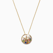 The Watercolors 14K Gold Sapphire & Diamond Starfish Pendant (0.53 TCW) features a round gold pendant with a diamond starfish and colorful sapphires in green, orange, and red clustered at the base.