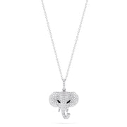 The Novelty 14K White Gold Diamond Elephant Pendant (0.73 TCW) features a diamond-studded head with black accents for the eyes—a sparkling piece that stands out in the Effy Novelty collection.