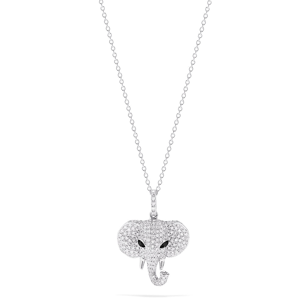Effy Novelty 14K White Gold Diamond Elephant Pendant, 0.73 TCW