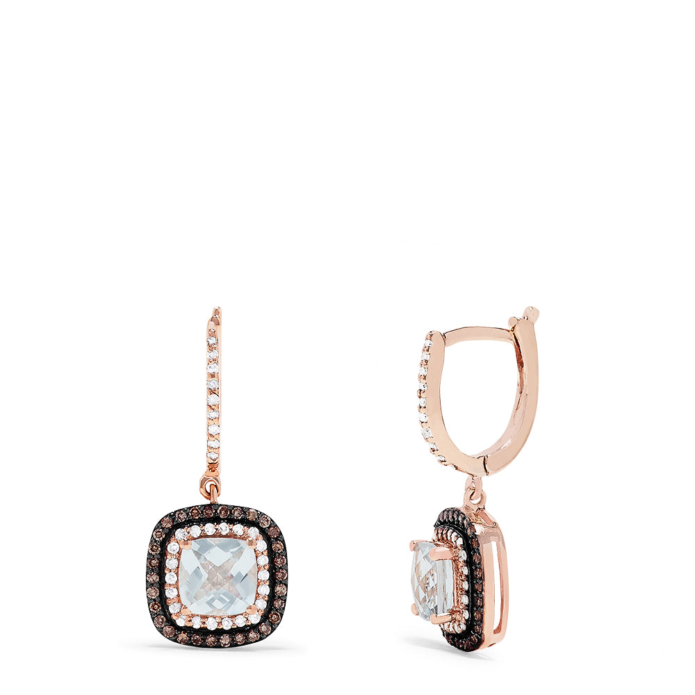 Effy 14K Rose Gold Aquamarine and Diamond Drop Earrings, 2.18 TCW